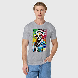 Футболка хлопковая мужская Skeleton fashionista - Milano - pop art, цвет: меланж — фото 2