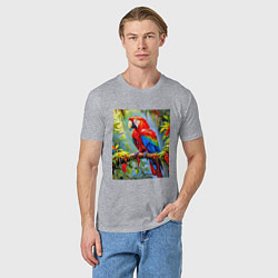 Футболка хлопковая мужская Яркий красный ара, цвет: меланж — фото 2