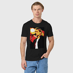 Футболка хлопковая мужская Курт Кобейн с микрофоном, цвет: черный — фото 2