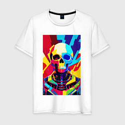 Футболка хлопковая мужская Pop art skull, цвет: белый