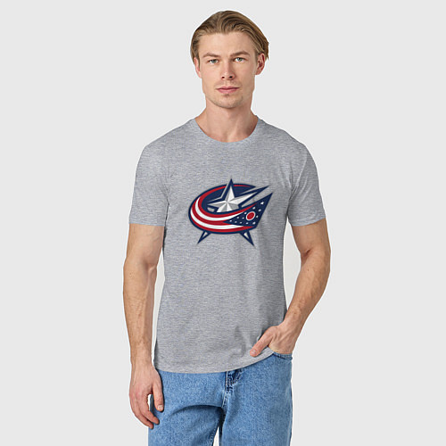 Мужская футболка Columbus blue jackets - hockey team - emblem / Меланж – фото 3