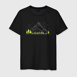 Футболка хлопковая мужская Горы да лес, цвет: черный