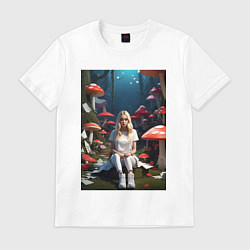 Футболка хлопковая мужская Alice in Wonderland, цвет: белый