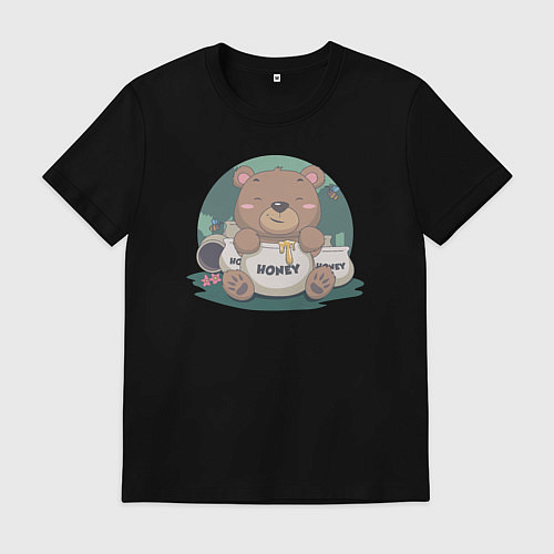 Мужская футболка Медовый медвежонок / Черный – фото 1