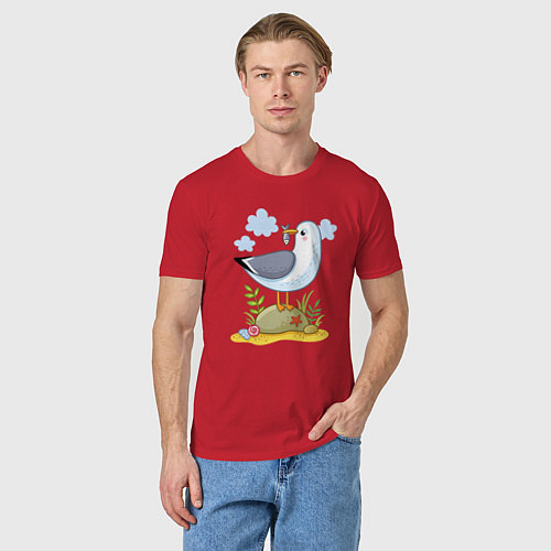 Мужская футболка Чайка с рыбкой / Красный – фото 3