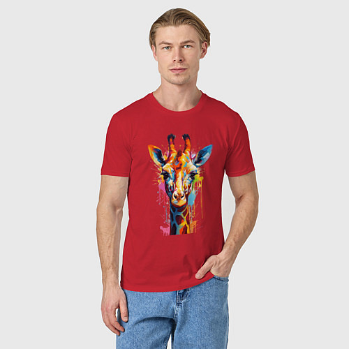 Мужская футболка Граффити с жирафом / Красный – фото 3