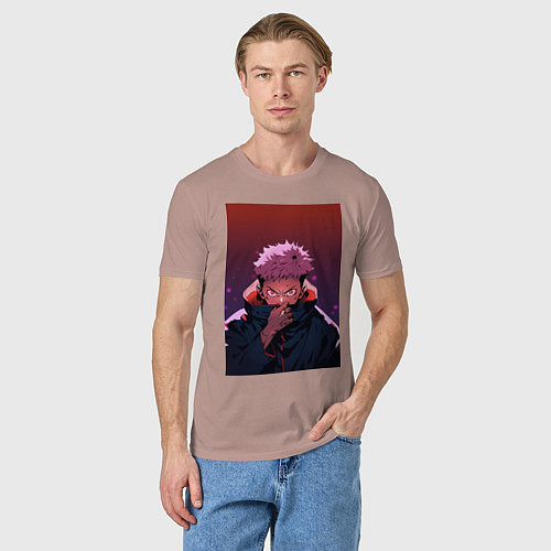 Мужская футболка Двуликий Итадори Юдзи / Пыльно-розовый – фото 3