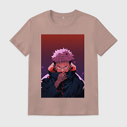 Футболка хлопковая мужская Двуликий Итадори Юдзи, цвет: пыльно-розовый