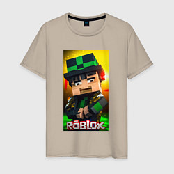 Футболка хлопковая мужская Roblox green man, цвет: миндальный