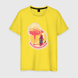 Футболка хлопковая мужская Барби смотрит на гриб - Барбигеймер, цвет: желтый