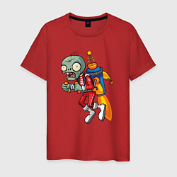 Футболка хлопковая мужская Зомби на джетпаке, цвет: красный