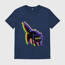 Футболка хлопковая мужская Глюк кот - Technical Glitch, цвет: тёмно-синий