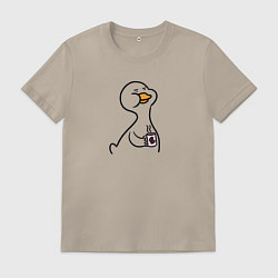 Футболка хлопковая мужская Гусь с утра, цвет: миндальный