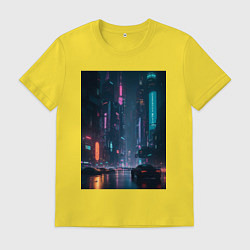 Футболка хлопковая мужская Cyberpank, цвет: желтый