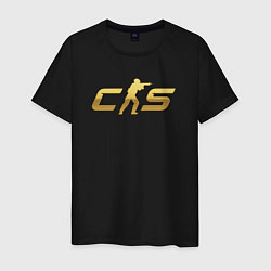 Футболка хлопковая мужская CS 2 gold logo, цвет: черный