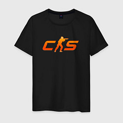 Футболка хлопковая мужская CS 2 orange logo, цвет: черный