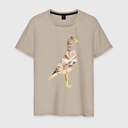 Футболка хлопковая мужская Авдотка птица в стиле Low Poly, цвет: миндальный