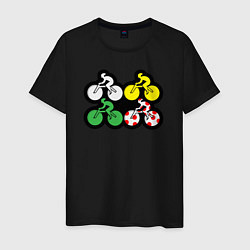 Футболка хлопковая мужская Велосипедная гонка, цвет: черный