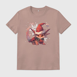 Футболка хлопковая мужская 2024 Happy Dragon year, цвет: пыльно-розовый