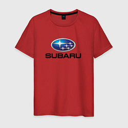 Футболка хлопковая мужская Subaru sport auto, цвет: красный