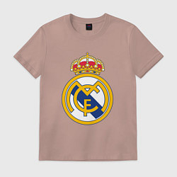 Футболка хлопковая мужская Real madrid fc sport, цвет: пыльно-розовый