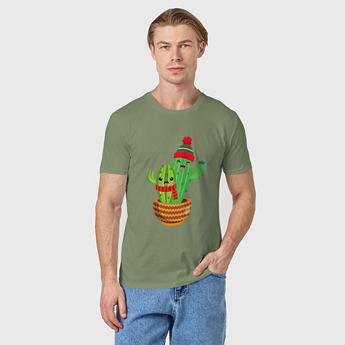 Мужская футболка Два новогодних кактуса / Авокадо – фото 3