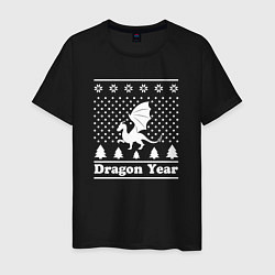 Футболка хлопковая мужская Sweater dragon year, цвет: черный