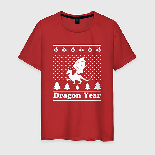 Мужская футболка Sweater dragon year / Красный – фото 1