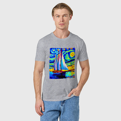 Мужская футболка Парусная яхта / Меланж – фото 3