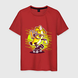 Футболка хлопковая мужская Банан на скейте, цвет: красный