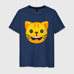 Футболка хлопковая мужская Жёлтый котик счастлив, цвет: тёмно-синий
