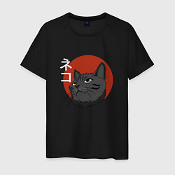 Футболка хлопковая мужская Китайский кот, цвет: черный