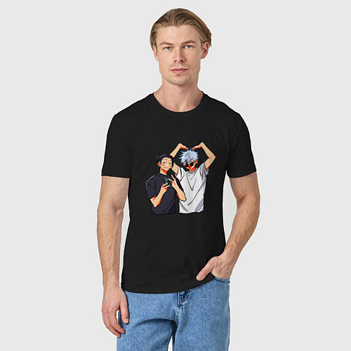 Мужская футболка Сатору и Гето - Магическая битва / Черный – фото 3