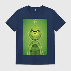 Футболка хлопковая мужская Коварный Гринч похититель Рождества, цвет: тёмно-синий