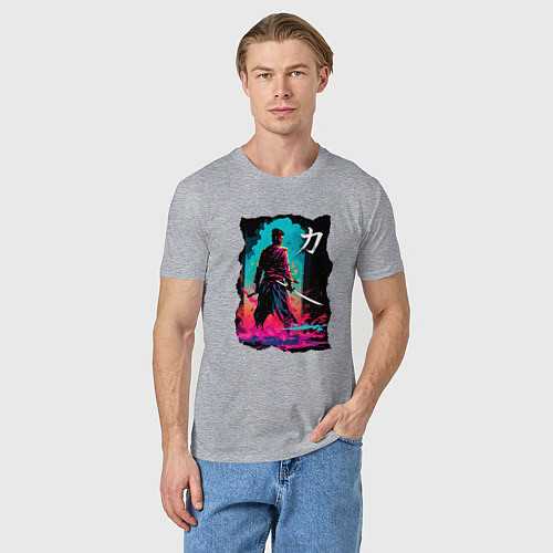 Мужская футболка Мечник с катанами / Меланж – фото 3