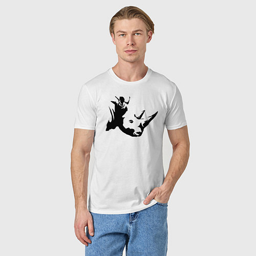 Мужская футболка Голова носорога сбоку / Белый – фото 3