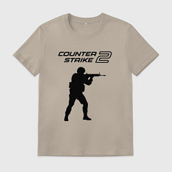 Футболка хлопковая мужская Counter strike 2 classik, цвет: миндальный