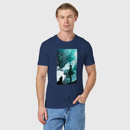 Мужская футболка Атака титанов - атакующий титан / Тёмно-синий – фото 3