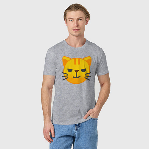 Мужская футболка Жёлтый котёнок хитрит / Меланж – фото 3