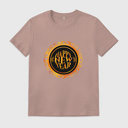 Футболка хлопковая мужская Happy year, цвет: пыльно-розовый