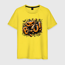 Футболка хлопковая мужская Тыква хэллоуина, цвет: желтый