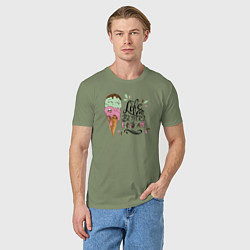 Футболка хлопковая мужская Life is better with ice cream, цвет: авокадо — фото 2