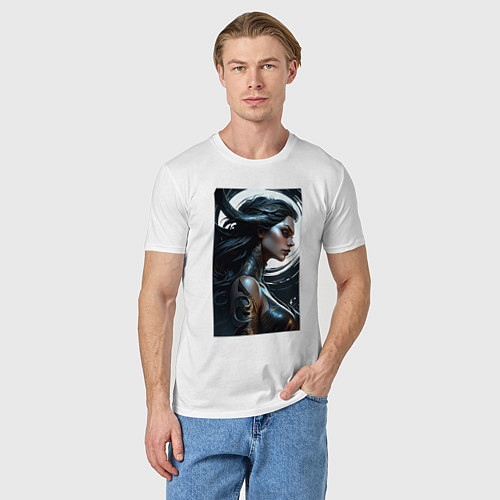 Мужская футболка Фантазийный портрет от нейросети / Белый – фото 3