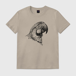 Футболка хлопковая мужская Голова попугая ара, цвет: миндальный