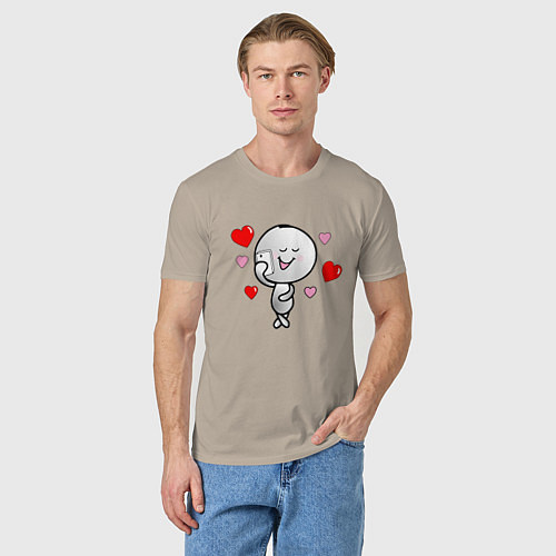 Мужская футболка Человечек говорит по телефону / Миндальный – фото 3