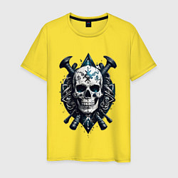 Футболка хлопковая мужская Татуированный череп викинга, цвет: желтый