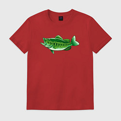 Футболка хлопковая мужская Зелёная рыбка, цвет: красный