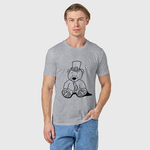 Мужская футболка Плюшевый мишка лепрекон - раскраска / Меланж – фото 3