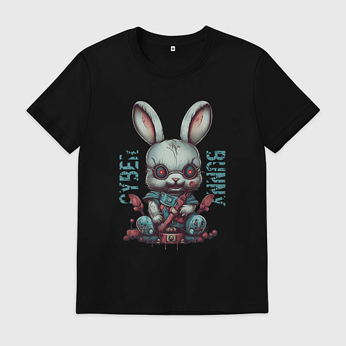 Мужская футболка Киберпанк зайчик / Черный – фото 1