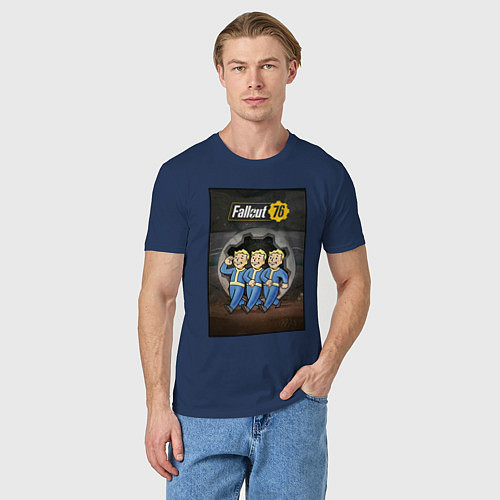 Мужская футболка Fallaut - vault boys / Тёмно-синий – фото 3